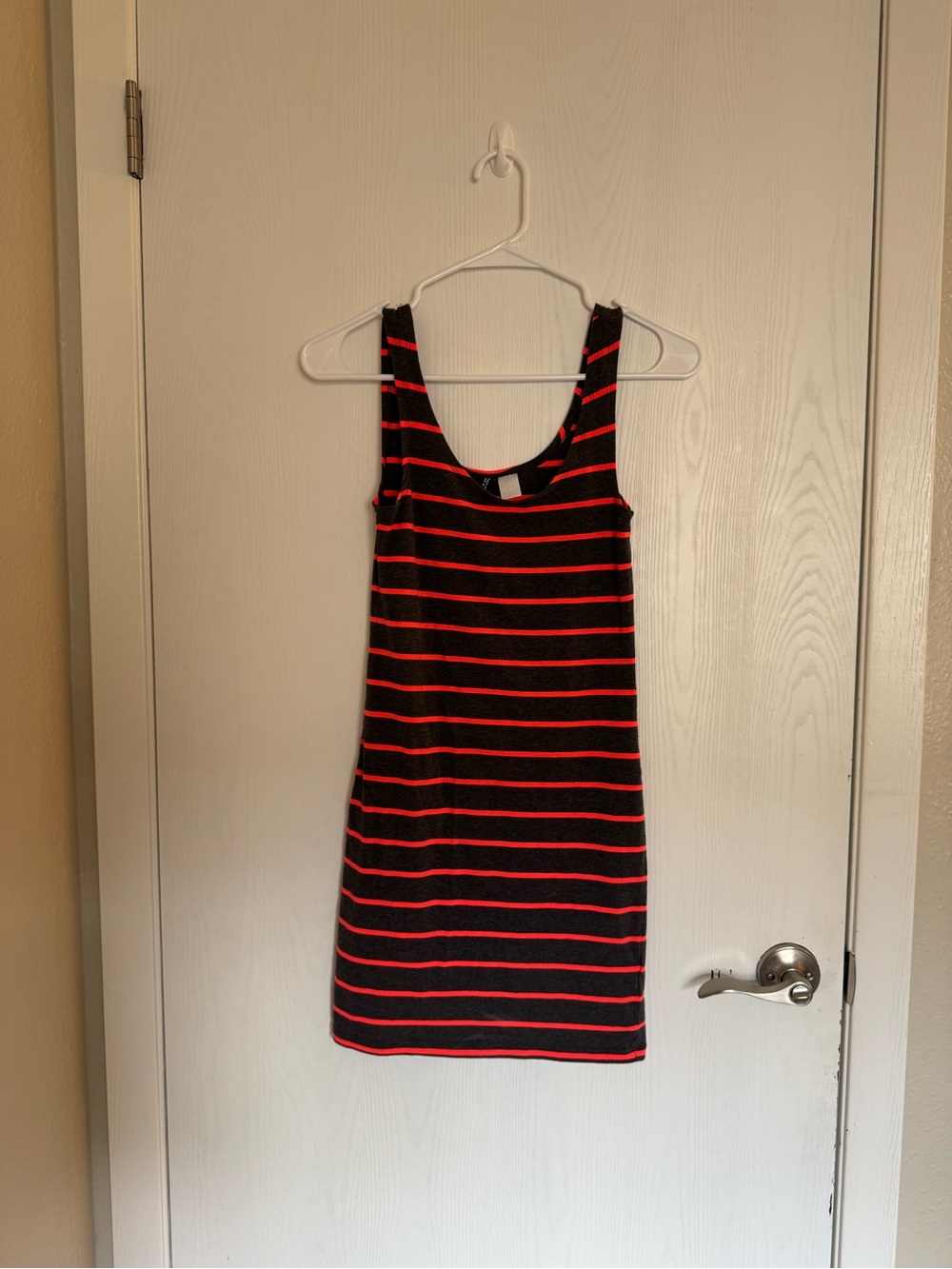 Gray & Orange Striped Sleeveless Mini Dress